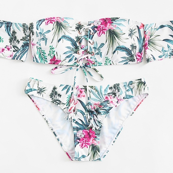 Fierce Broad Other - Lace Up Floral Bikini